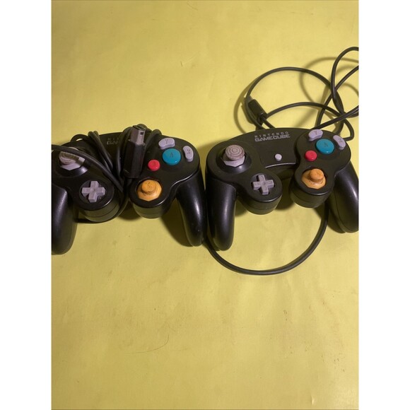 two black Nintendo GameCube controllers DOL-003 TESTED - Picture 1 of 2